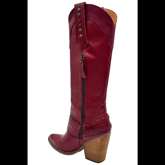 Dingo Women's Masquerade Leather Zipper Boots Red - Medium - Picture 3 of 3